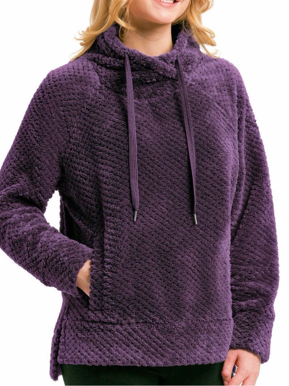 Member's Mark Purple Textured Plush Pullover Tie Cowl-neck Sweater Size M NWOT